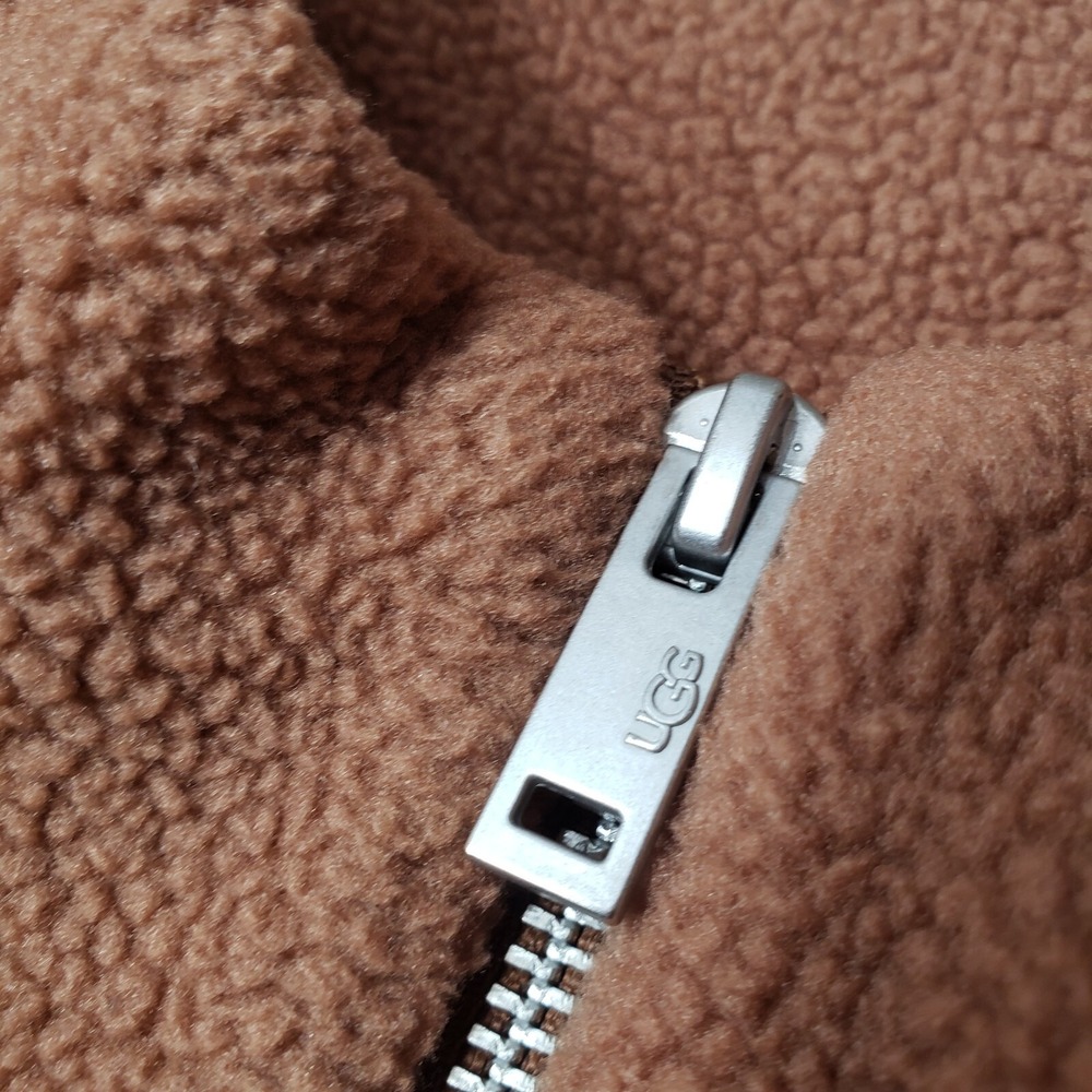 UGG size XS Adeline Sherpa Quarter Zip‎ Pullover Fleece Jacket Cedar Bark Brown - Picture 6 of 11